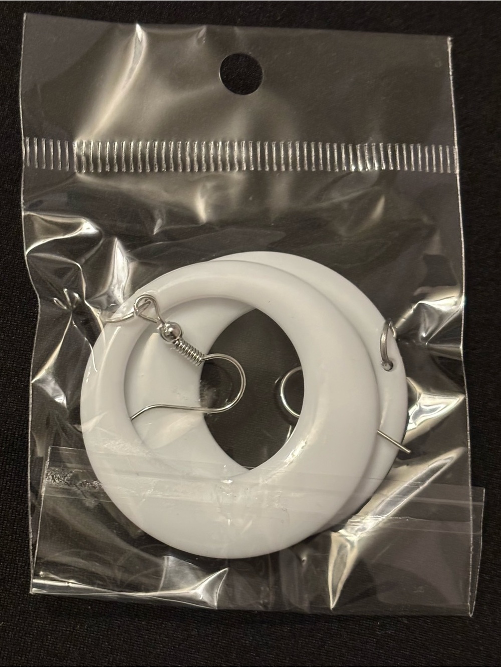 White Round Hoop Dangle Earrings